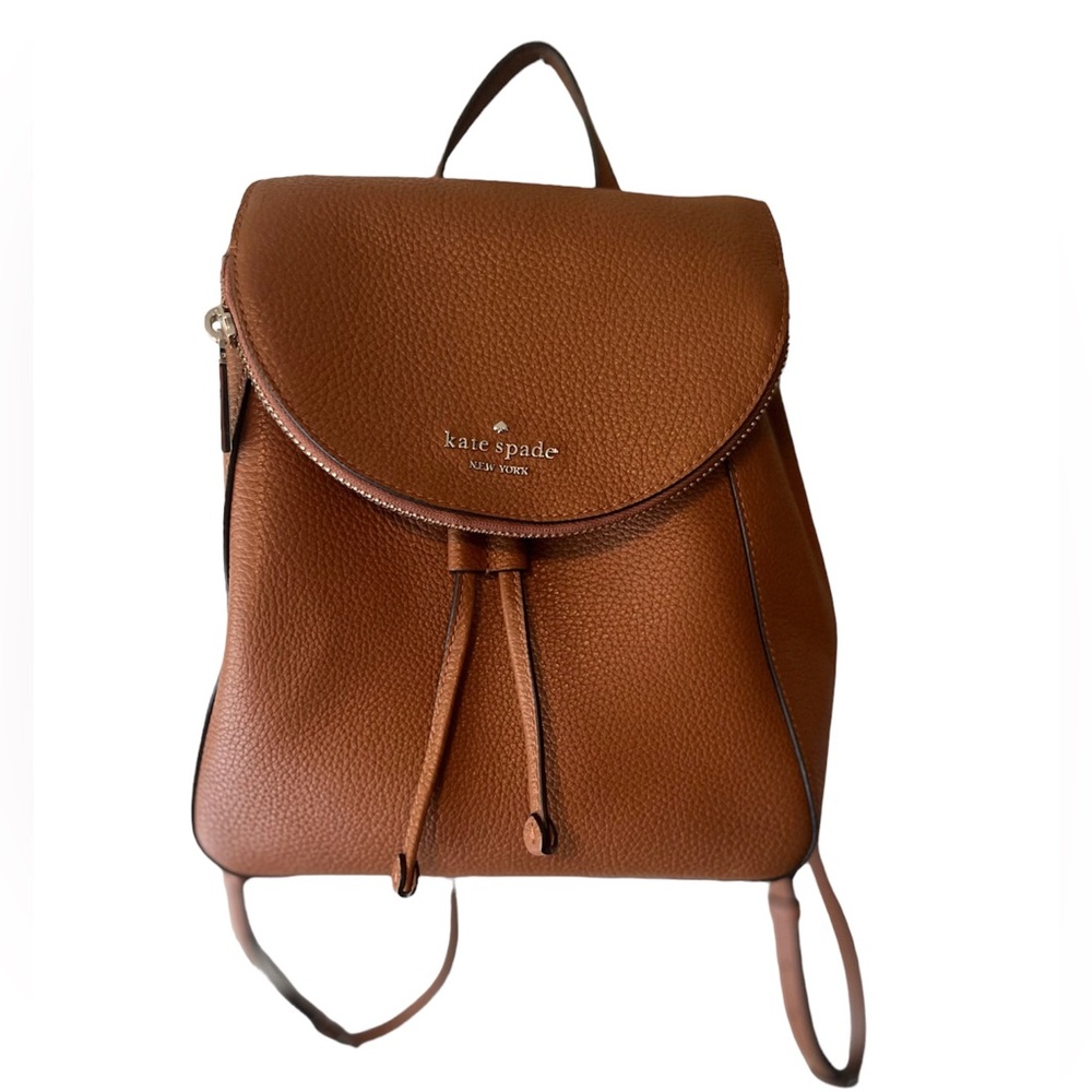 Kate Spade New York Leila Medium Flap Leather Backpack Warm Gingerbread Brown